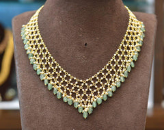 SALE DEAL PRICE MESH NECKLACE WITH EMERALD DROPS  DEE26 Small MESH CHAIN