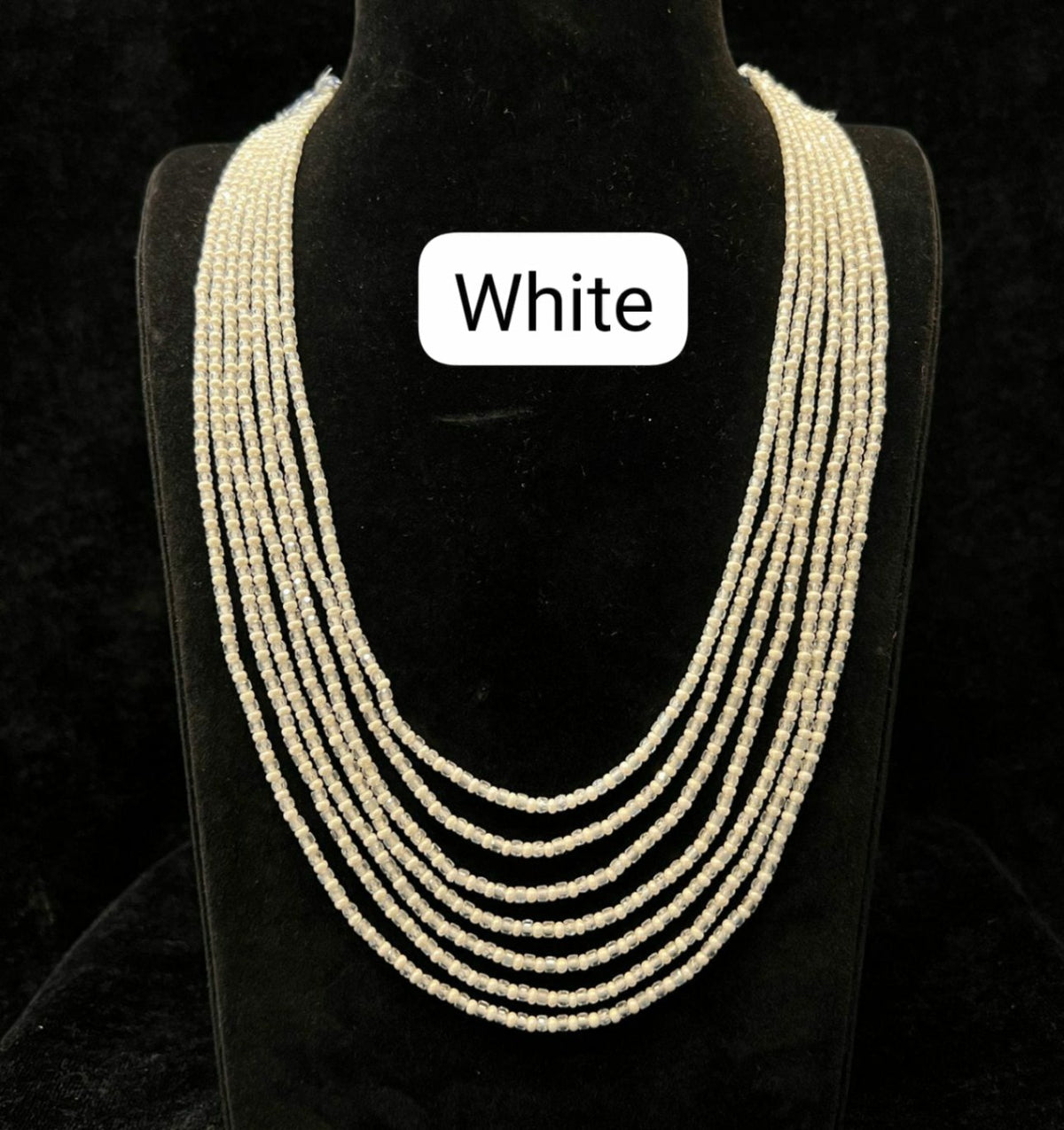 BEADS MALA AND CHAINS WHITE CZ CRYSTAL WHITE medium