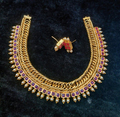 NECKLACE Jalebi necklace 8 GOLDEN STONE RUBY