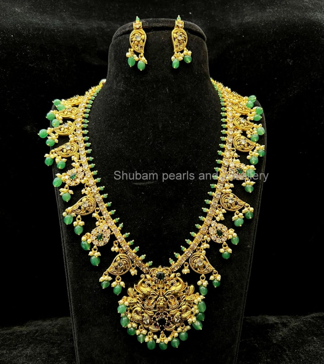 NECKLACE Long Necklace 559 - NE559 NAKSHI ANTQIUE EMERALD