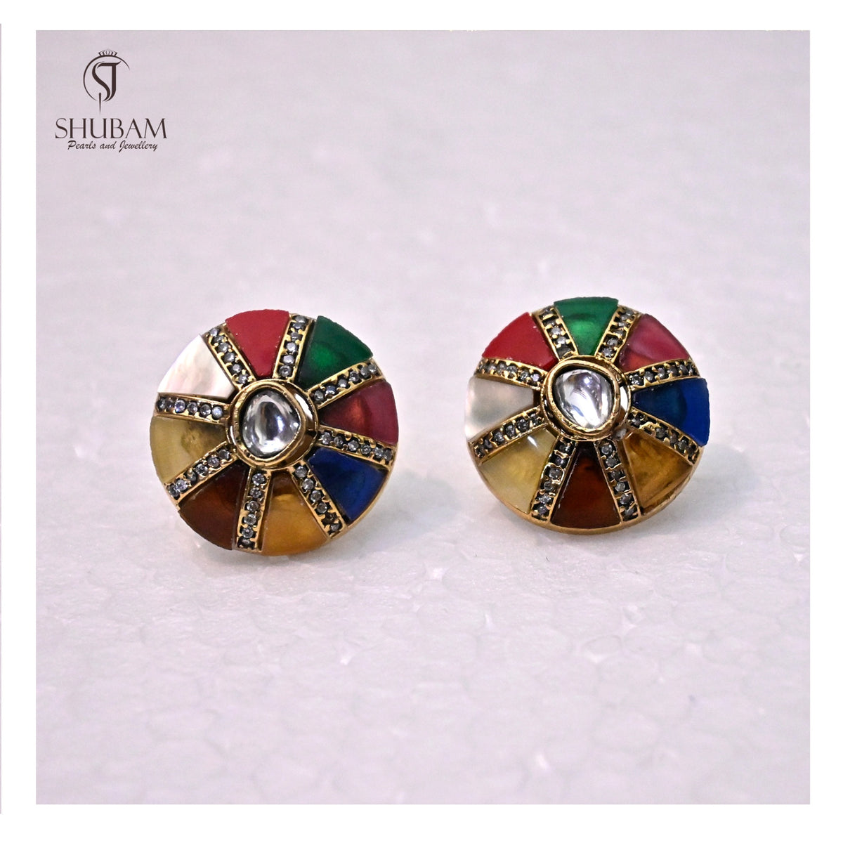 STUDS EARTOPS NAVRATNA EARTOPS 038 Navratna medium